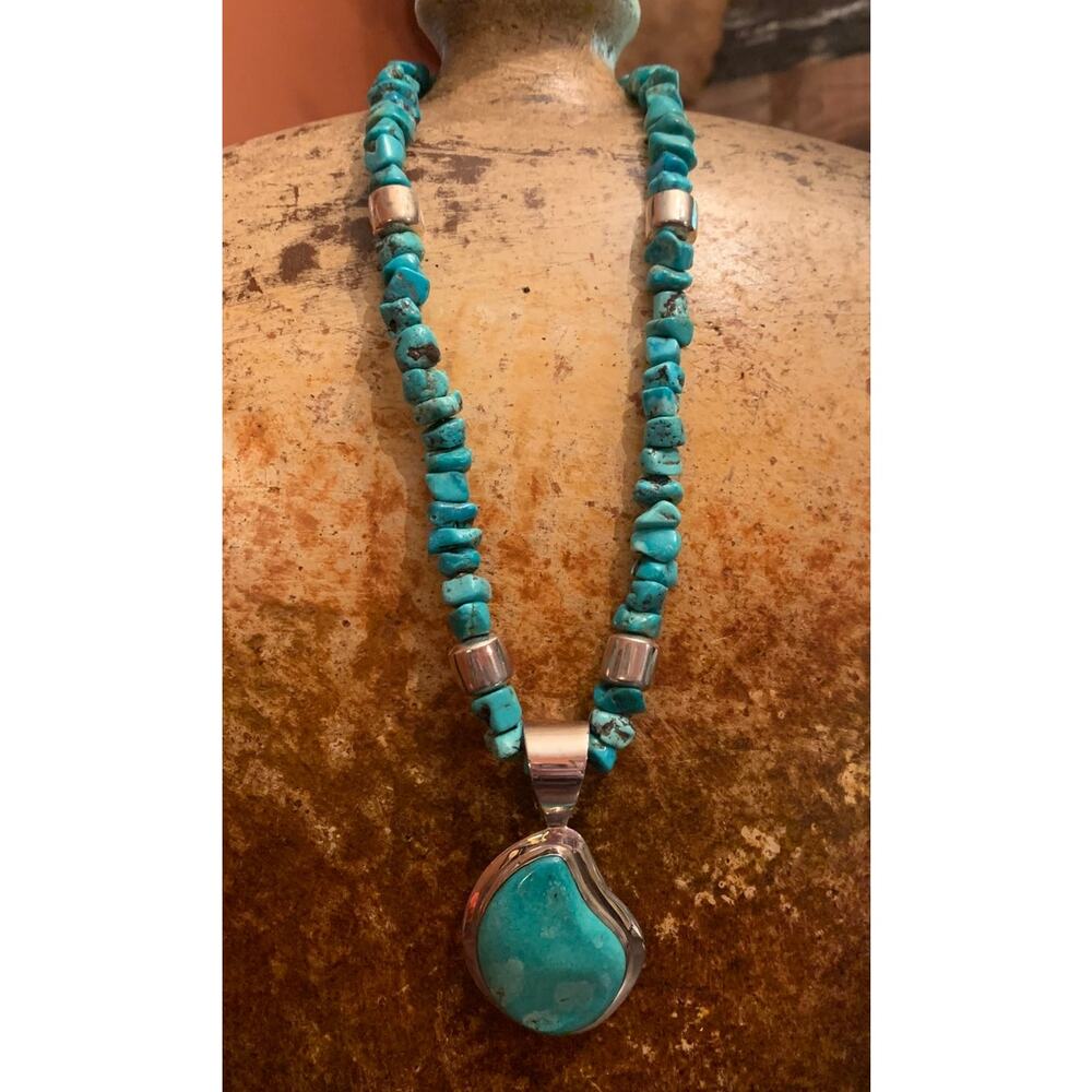Jay King Turquoise Nugget Necklace with Sterling Pendant